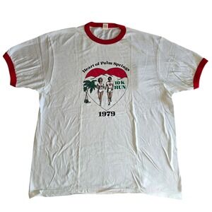 Vintage 1979 Palm Springs 10K Run Ringer T Shirt XL Etonic Southern Athletic USA